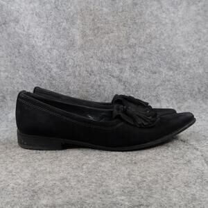 Stuart Weitzman Shoes Womens 7 Tassel Loafers Suede Avatass Pointed Toe Black